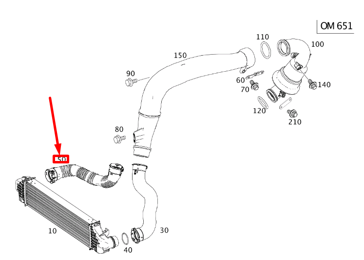 MERCEDES-BENZ CLA C117 Right Side Charge Air Pipe A2465200101