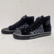 DRAVEN DUANE PETERS SHOES PUNK GOTH SKATE BLACK STRIPED HIGH SUEDE STREETWEAR  7