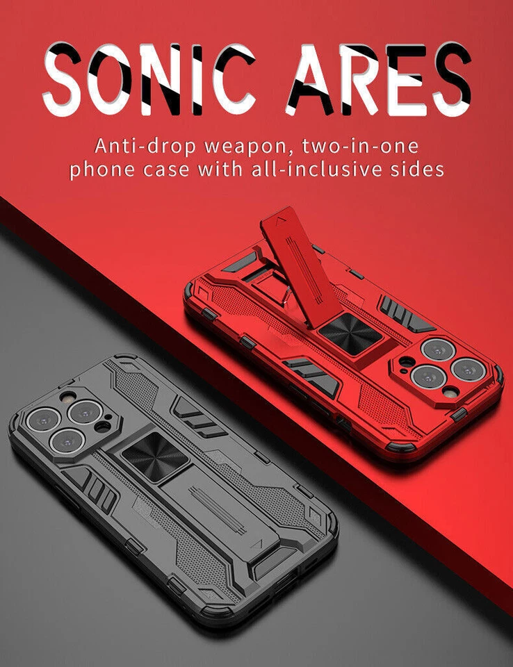 Funda de teléfono híbrida con soporte blindado para iPhone 11 Pro 12 Mini 13 Pro Max 14 15 Plus Foto 2 de 4