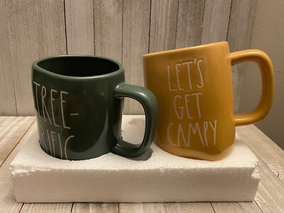NIB Rae Dunn Mugs Set 2 | ''Let's Get Campy & Tree-Rific''  Mug/Cup Coffee