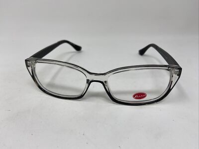 RETRO EYEGLASSES FRAME 140 53/17/140 BLACK CRYSTAL CLEAR 9759