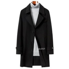 Mens Double-sided Woolen Coat Mid-length Cashmere Thickened Woolen Coat Business