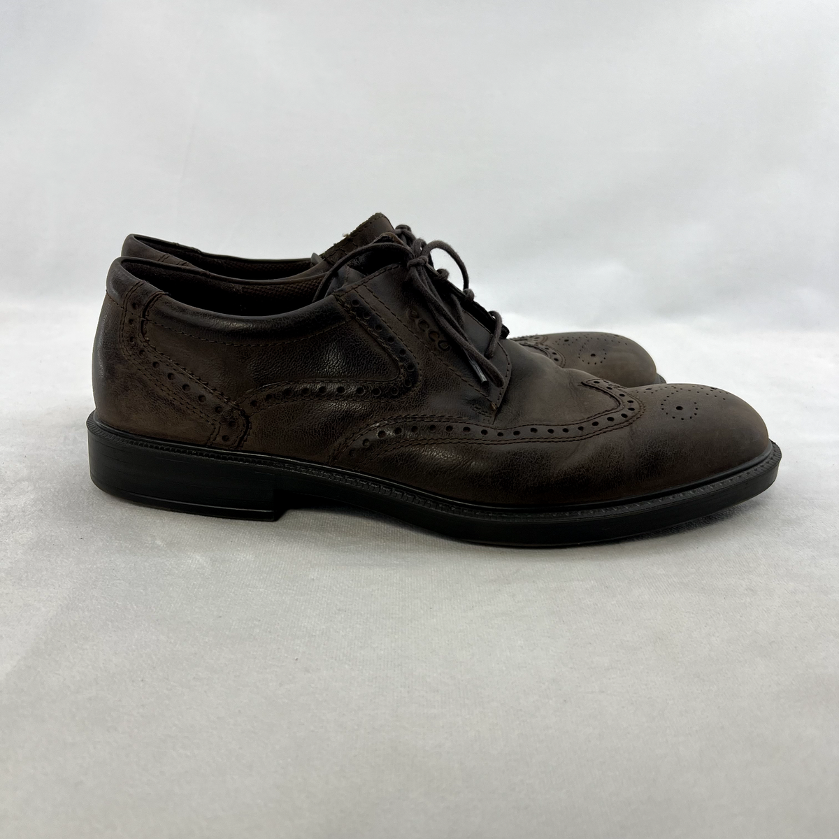 ECCO Mens 45 Shoes Gray Suede Leather Comfort Oxfords Wingtip Dress Lace Up Ecco Shoes Men 45 Brown Leather Lace Up Wingtip Oxford  main image 3