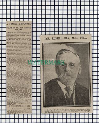(8281) Rt Hon Russell Rea South Shields MP Reeder Matrizen -1916 2-teiliger Zuschnitt