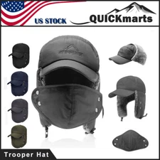 Mens Trapper Aviator Unisex Earflap Hat Windproof Winter Ski Face Mask Cap Warm