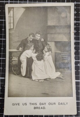 RPPC Postcard PM 1907 Give Us This Day Our Daily Bread Bamforth Family Prayer