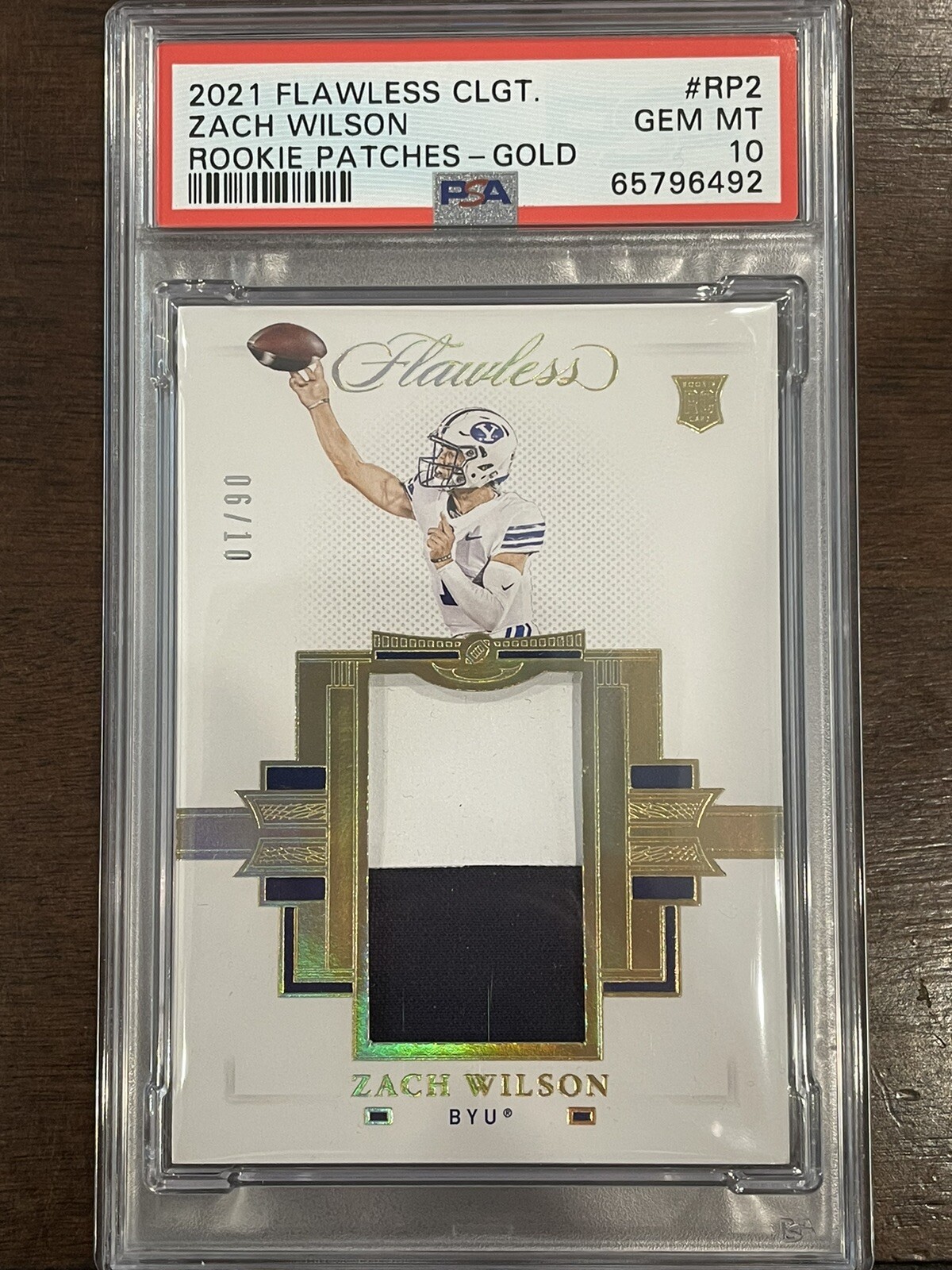 Zach Wilson Panini Flawless Collegiate Rookie Patches #RP2 Gold