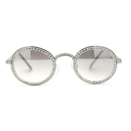 Kleine runde ovale Sonnenbrille mit voller Krone und Strass  - Bild 19 von 21
