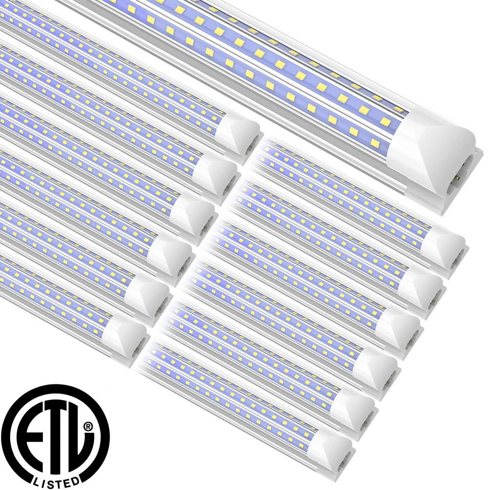 T8 LED Tube Lights 4FT 60W 8FT 120W D-Shaped Garage LED Shop Lights Fixtures - Image 2 of 4
