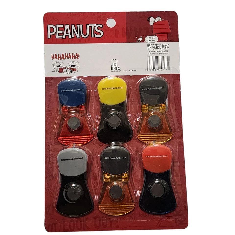 Peanuts Charlie Brown & Snoopy 6Pk Clips Magnéticos para Bolsa Foto 4 de 4