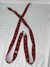 Vintage Christmas Suspenders Santa Elastic Stretch Metal Clips Adjust Buckles