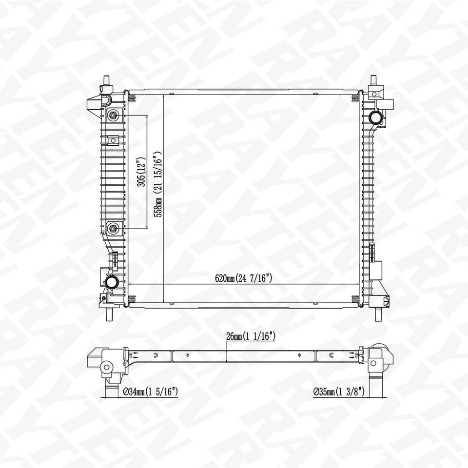 Radiador de aluminio CU13241 apto para Cadillac SRX 2010-2016; 2011 Saab 9-4X Foto 2 de 4