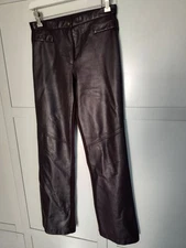 Augustina's Leather Carmel By The Sea Vtg Faux leather Legging Pants Sz 28" M 