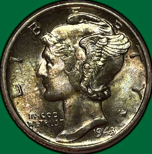 1943 Mercury Dime Silver Brilliant Uncirculated BU Coin #29489