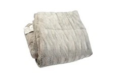 Madison Park Faux Fur Comforter Queen Gray Plush Reversible Quilted Shams Set