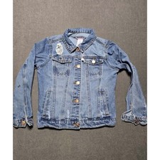 Tommy Bahama Kids Denim Jacket Distressed Blue Size 10 Y2K Fall