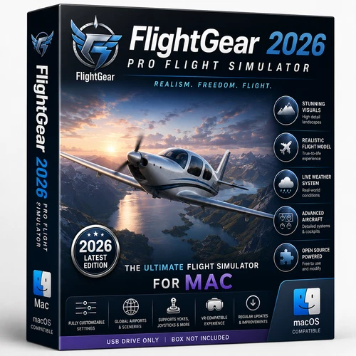 Flight Gear for MAC 2026 - Professional Flight Simulator Software on DVD - Picture 1 of 16