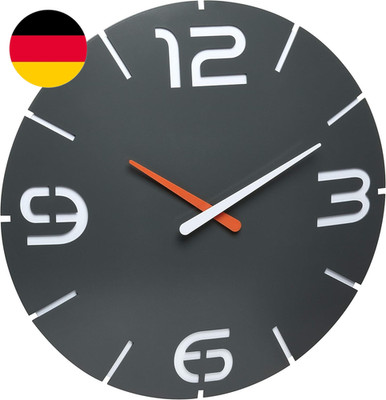 TFA Dostmann Contour Design Funk-Wanduhr, Funkuhr, Groß, Anthrazit, 60.3536.10, 