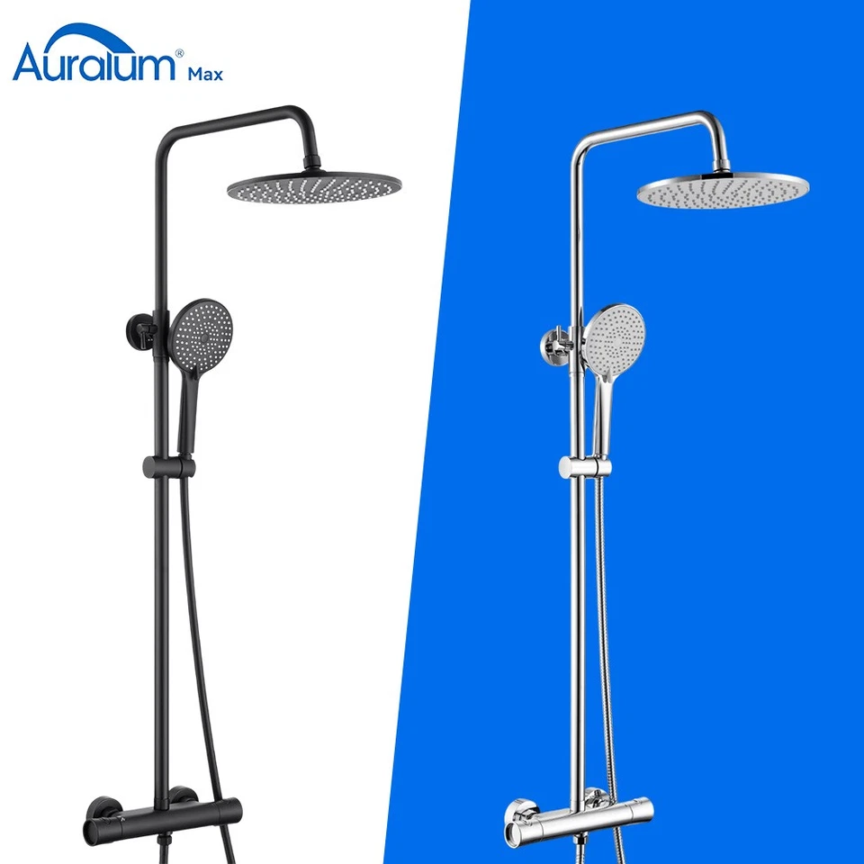 AURALUM MAX Regendusche mit Thermostat Duscharmatur Duschsystem Massage Duschset Handbrause