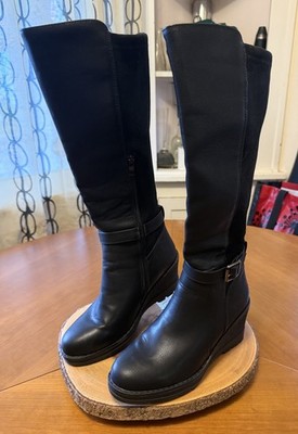 Volatile Black Faux leather and suede Women's Wedge Boots, size 7.5