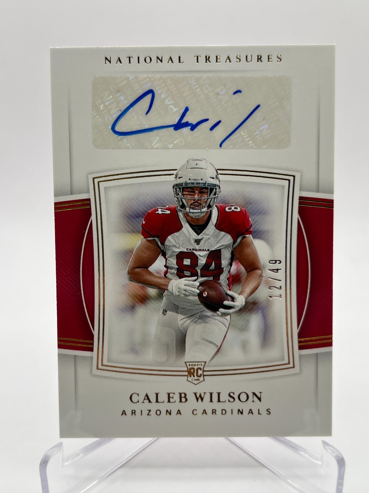 2019 PANINI NATIONAL TREASURES CALEB WILSON RC 12/49 AUTOGRAPH NO. 129 CARDINALS