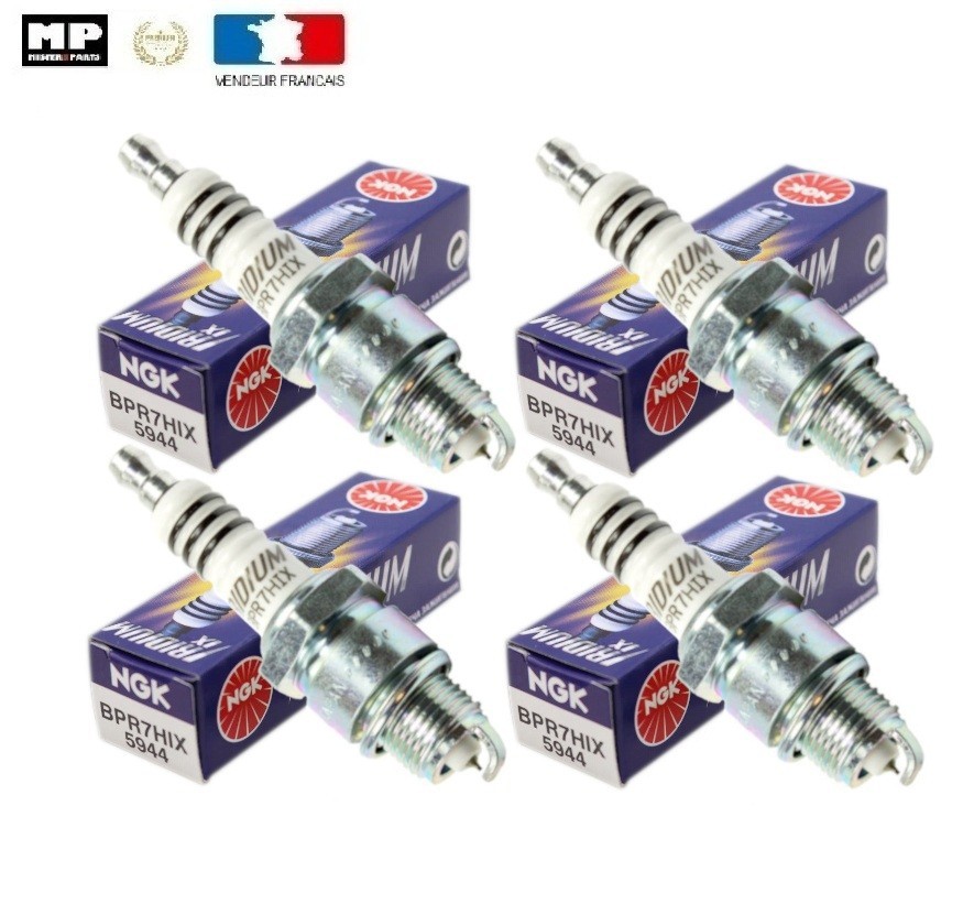 Bougies NGK Iridium BPR7HIX : pack de 4 pièces d'allumage pour moteur deux-roues