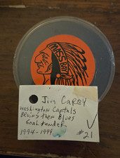 Jim Carey Washington Capitals, Boston Bruins, Blues Hockey Puck Autographed