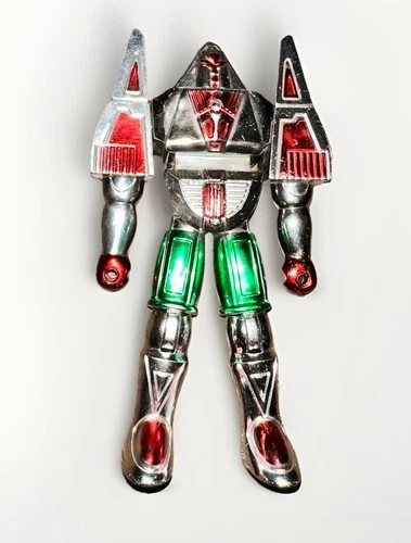 Vintage Chromobot Robot Figure Power Ranger Knock Off Clone Light Up Silver