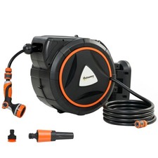 Outsunny 23+2m Retractable Hose Reel Wall Mounted with Auto Retraction