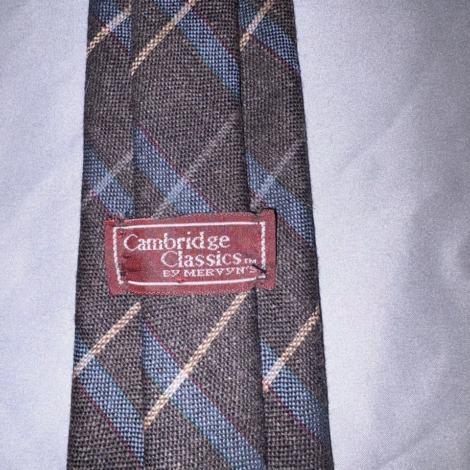Corbata Cambridge Classics Mervyn’s Hombre Vintage Lana de Cordero Gris 3x57 Dañada Foto 2 de 4