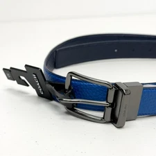 COACH Men's Harness Cut to Size Reversible Leather One Size Belt 64079 - Blue
