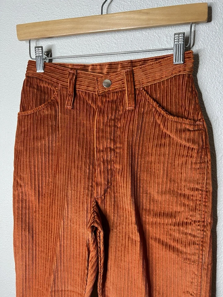 Pantalones de Pana Naranja Cintura Alta 11/12 EE. UU. Dama Wrangler Años 70 80 De Colección Foto 2 de 4
