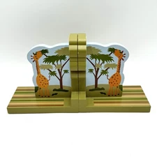 Creative Concepts For Kids Giraffe Bookends Set Greens / Blues Earthy