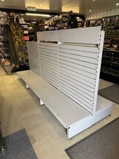 3 METRE GREY SLAT WALL GONDOLA, SHOP DISPLAY UNIT, SHELVING, RETAIL EQUIPMENT