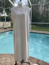 Old Navy Dress Medium Stripe Sleeveles Cotton T Shirt Long Side Vent NWT