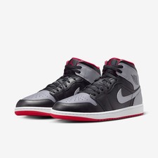 Size 10.5 - NIB Nike Air Jordan 1 Mid Black Cement Gray Fire Red DQ8426-006