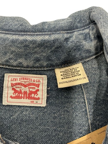 NWT Levi's Pearl Snap Standard Fit Blue Denim Shirt Women Plus Size 3X - Picture 10 of 20