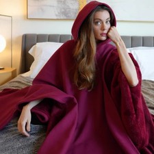 Oversized Hoodie Blanket - Cozy Wearable Fleece Throw for Adults  Kids, Warm .