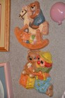 Vintage Frankies Designs Nursery Wall Plaques Bears & Clowns & Blocks — photo 1