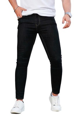 GINGTTO Black Jeans Men Skinny Stretch Tapered Jeans Slim Fit 32