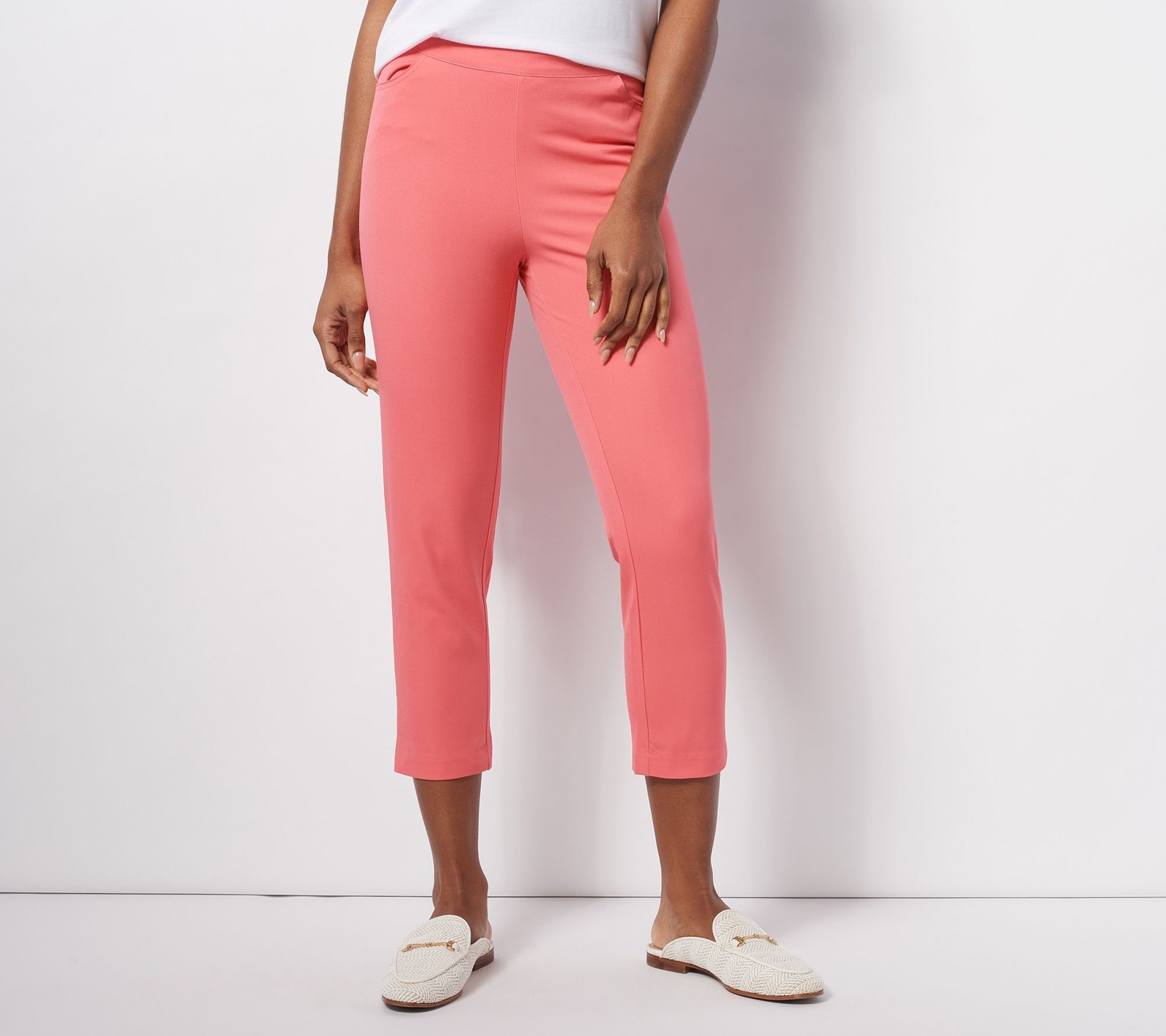 Isaac Mizrahi Live! Women's Plus Sz Pants 30 Regular Stretch Crop Pink A472131