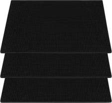 3 Pack 18 X 12 Inch Black Rubber Bar Spill Mat - Slip Resistant Countertop, Home