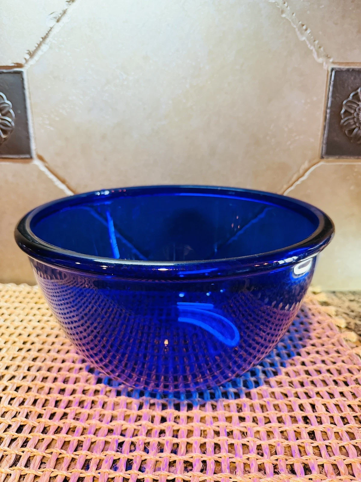 Arcoroc Large Colbalt Blue Mixing Bowl. Made In France.