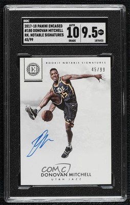 2017-18 Panini Encased 45/99 Donovan Mitchell SGC 9.5 Mint+ Rookie Auto RC 0zk4