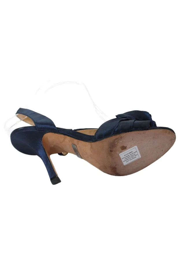 Badgley Mischka Women's Open Toe Floral Embellish Stiletto Sandals Blue Size 7.5 - Image 4 of 4