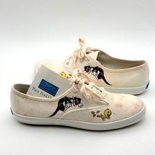 Keds Looney Tunes Sneakers Womens 8.5 Cream Tweety Bird Sylvester Vintage 1993