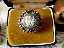 Rare Vintage Hallmarked Silver Wedgwood Jasper Cameo Ring Size O  BOXED
