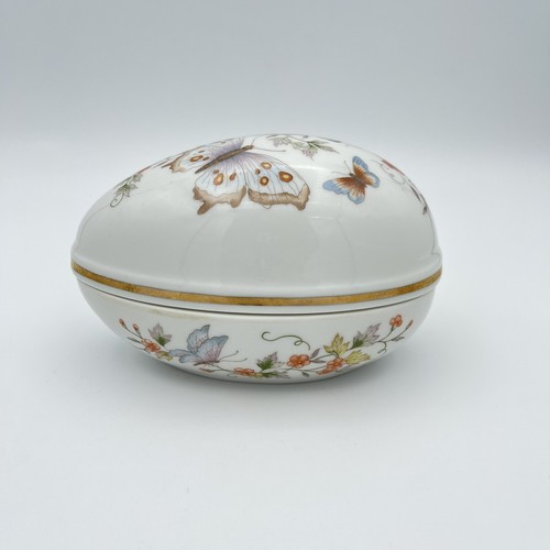 vtg avon 1974 porcelain trinket egg 22kt gold trim butterfly botanicals Japan - Picture 3 of 11