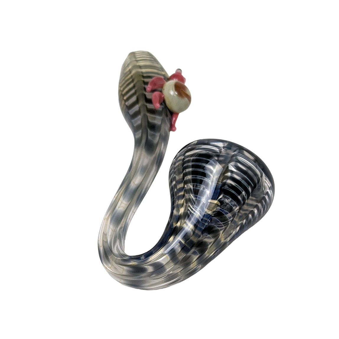 4.25" Glass Sherlock Smoking Hand Pipe Silver Fumed USA