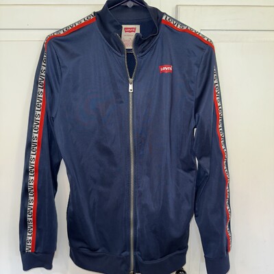Levi's Boys XL Navy Full Zip Track Suit Jacket XL 13-15 Years Red White Accent